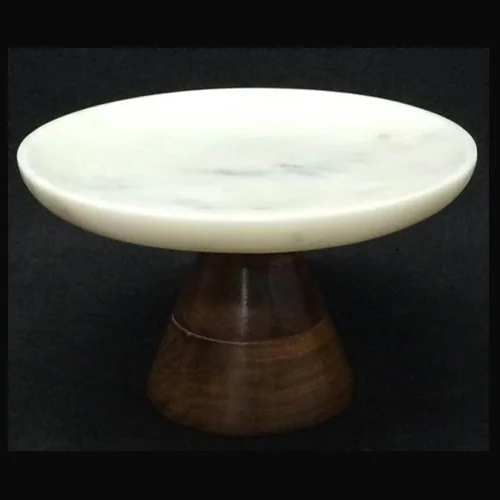 Marble Wood Cake Stand